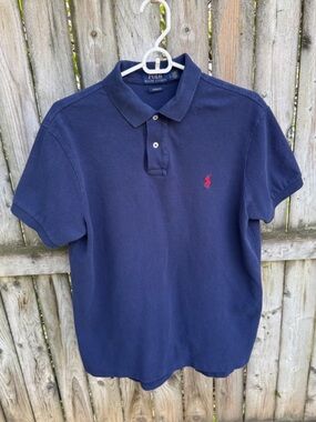 Polo Ralph Lauren Mesh Piquet Polo Shirt Custom Fit red pony logo broken in L